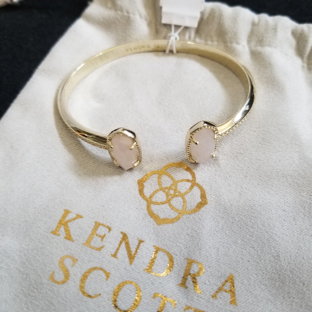 Kendra Scott Rose Quartz 14k plated open cuff